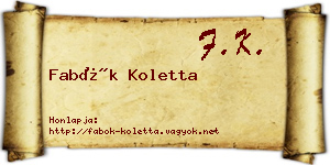 Fabók Koletta névjegykártya